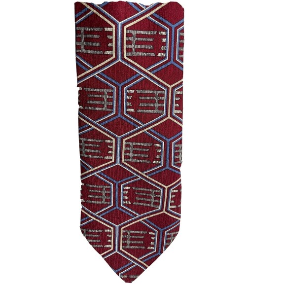 Trail Creek Mens Silk Geometric Regular Tie Necktie Multi-Color Red 58 inch - Picture 1 of 12